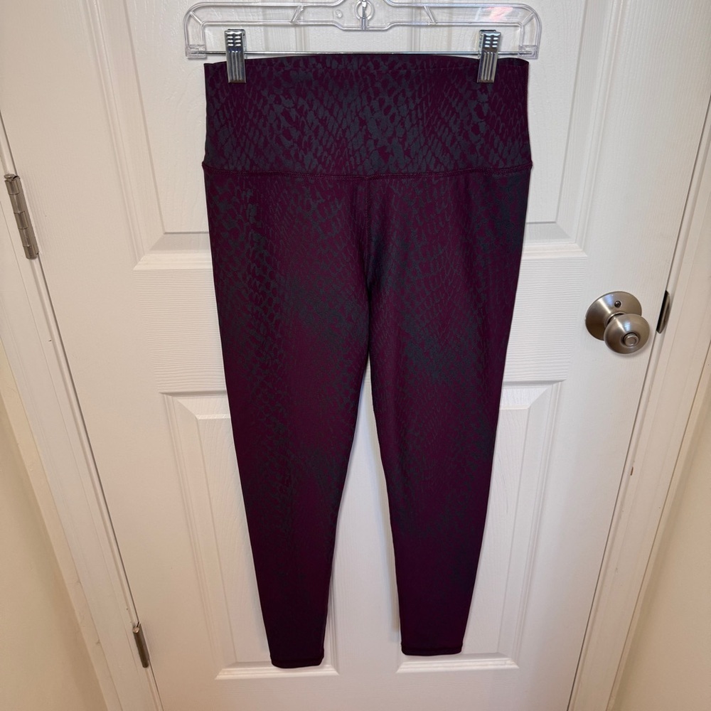 Aqua Burgundy and Gray Snakeskin Print Leggings